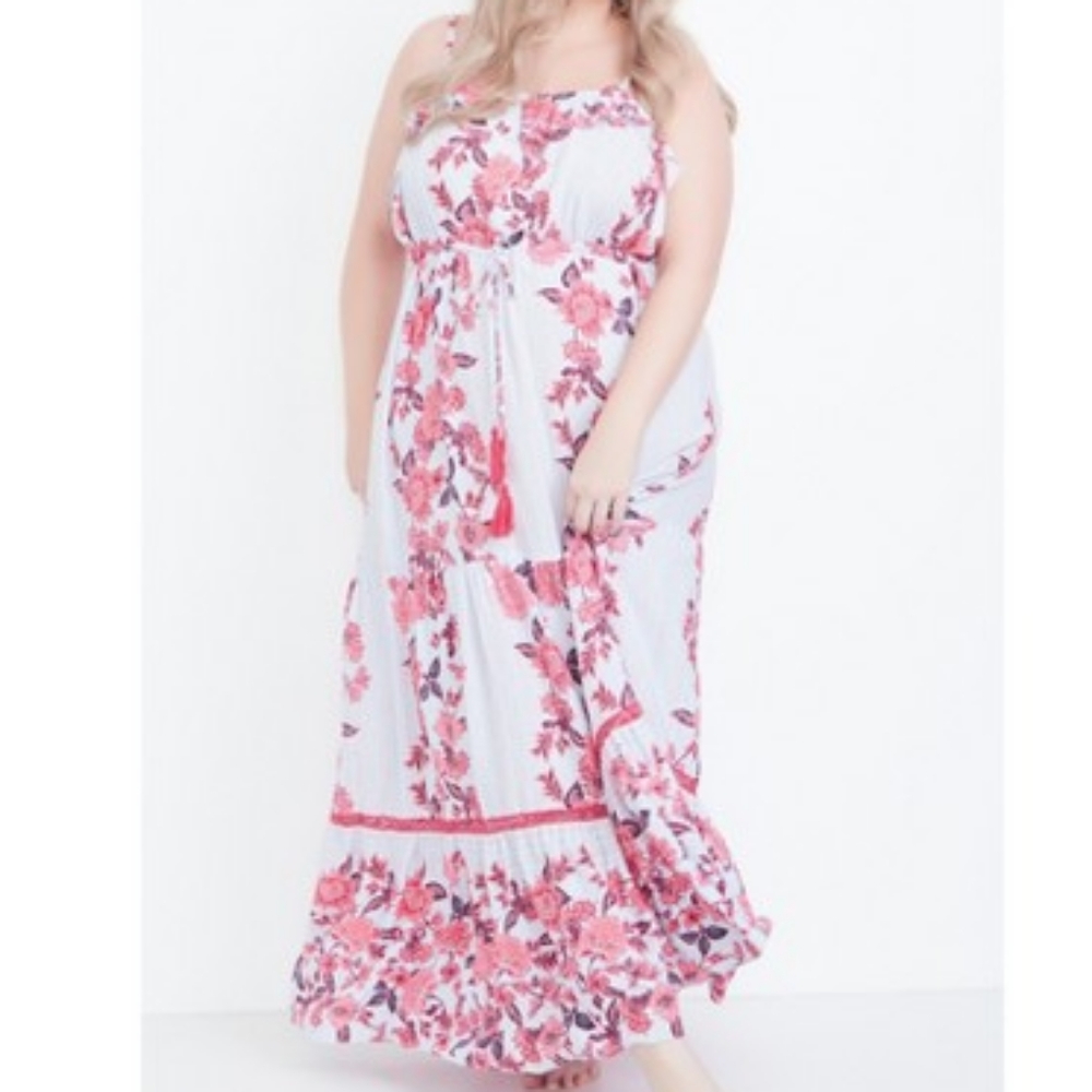 Aveology Boho Light Blue, Bright Pink Dress. Size 18/20